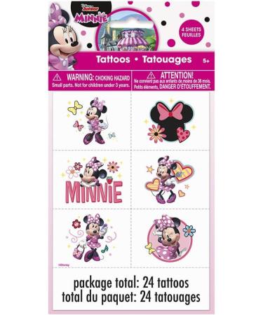 Minnie Mouse Party Temporary Tattoos - Assorted Designs | Pack of 24 - Buy Online on GoSupps.com