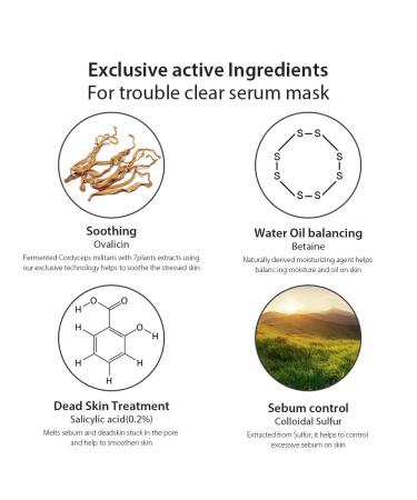 Trouble Clear Serum Mask (10 Pack) - Moisturizing Soothing Sebum Control & Dead Skin Treatment for Balanced Skin - Buy Online on GoSupps.com