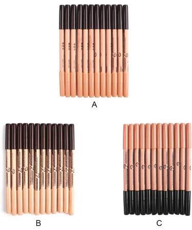  Allayu Set of 12 brown double-ended eyeliner pencils concealer pen smudge-proof makeup professional cosmetics - Buy Online on GoSupps.com