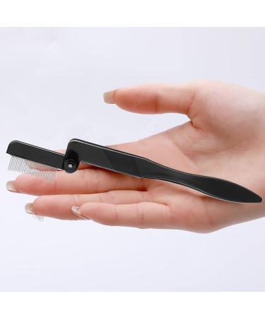 Sibba Folding Eyelash Comb 2PCS - Metal Teeth Separator Curler Steel Mascara Brush Grooming Tools for Eyelashes & Eyebrows - Black & Transparent - Buy Online on GoSupps.com
