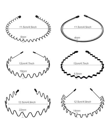 Shop Hanyousheng 6-Piece Black Wave Metal Headbands | Unisex Multi-Style Hair Bands for Outdoor Sports & Yoga - Buy Online on GoSupps.com