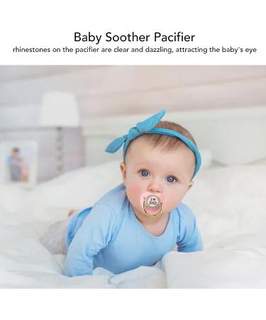 Pink Baby Pacifier with Chain Clip | 6-18 Months Infant Dummy Pacifier | Bling I Love Dad Pattern | Newborn Soother - Buy Online on GoSupps.com