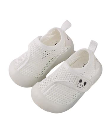Children Fashion Lightweight Sports Shoes Toddler Shoes Baby First-Walking Breathable Mesh Infant Boys Girls Soft Trainers 16 White
