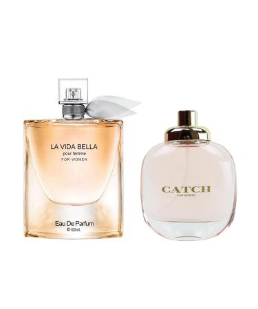 Women's Perfume La Vida Bella& Catch Women Combo Set Eau De Parfum Long Lasting Fragrance 3.4 Fl Oz Spray Each for Daily Used la vida bella&Catch Women