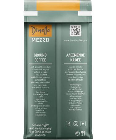 Dimello Mezzo Ground Coffee (250g) - Medium Roast Arabica & Robusta Perfect for Moka Pots and Espresso Rich Flavour & Balanced Body Mild to Low Intensity - Buy Online on GoSupps.com