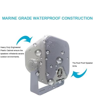 Waterproof Heavy Duty Marine Box Speakers for Boat ATV UTV RZR Golf Cart - White - Buy Online on GoSupps.com