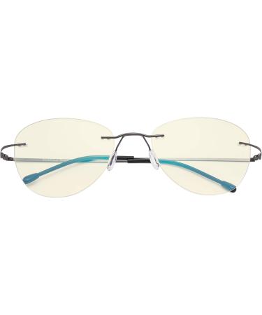 Eyekepper Rimless Progressive Multifocus Reading Glasses for Women - Blue Light Filter +3.00 Metallic Blue Grey Pilot Style - Buy Online on GoSupps.com