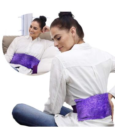Hot Pockets Microwave Heating Pad for Lower Back Pain Relief - Washable and Microwavable Heat Wrap with Secure to Body Strap  American Made Heating Pad Microwavable Therapy Packs (Purple Flowers) Back Belt-Purple Flowers 1.0