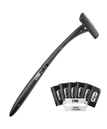 LYGA Back Shaver with 30 Blades Men's Long Handle Back Hair Removal Removable and Adjustable Length Body Hair Shaver.