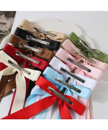 PLCPDM Sweet Long Bow Hair Clip Bow Elegant 2000s-style Bow Bunches Accessories Sweet Balletcore Milky white - Buy Online on GoSupps.com