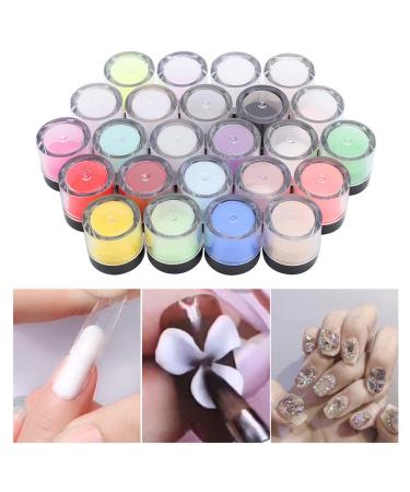 24 Colors Acrylic Powder Set for Nail Art | Crystal Nail Decoration & Builder Accessories for Studios & Home - Buy Online on GoSupps.com