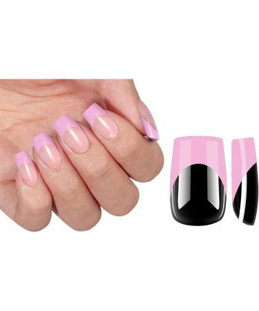 FEIlei Stylish Press on Nails Medium Square Fake Nails Summer False Nail Christmas Gift for Women and Girls Black - Buy Online on GoSupps.com