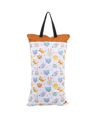 Fdit Large Hanging Wet/Dry Bucket Bag for Cloth Nappy Inserts Nappy Laundry with Two Waterproof Zippers Reusable White