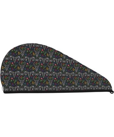 Skull with Horns Microfiber Hair Towel - Ultra Soft & Absorbent Coral Velvet Wrap for Women | Quick Drying Cap for Long Short Curly & Thick Hair - Buy Online on GoSupps.com