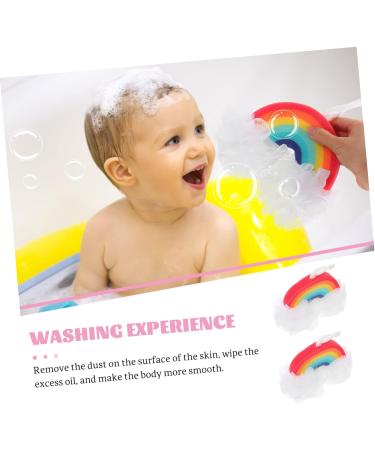 Rainbow Bath Balls & Sponges - Cute Bathroom Accessories for Kids | Minkissy 8 Pcs Shower Mesh Set - Buy Online on GoSupps.com