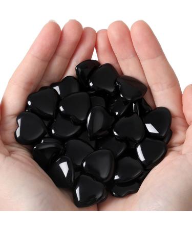 Xiannvxi 20pcs crystals obsidian stone heart stones gemstones hearts natural love palm bag bag stone Reiki crystal lucky charm heart stone e-obsidian