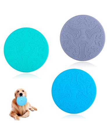 Yeahboom Frisbee Dog 3 pieces 15cm dog frisbee made of natural rubber dog frisbee Klein dog frisbee bite-proof dog frisbee rough dogs for dog training throwing catching and playing blue-green-gray
