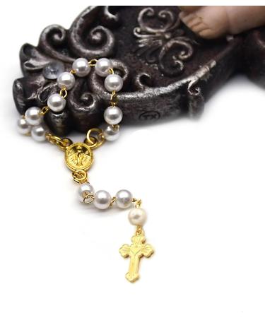 OralGos Rosary Bracelet with Cross - Acrylic Rosary Beads | Perfect Baptism Gift for First Communion & Baby Shower - Buy Online on GoSupps.com
