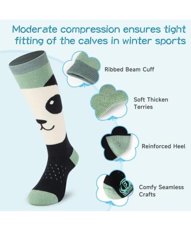 Findway Children Ski Socks - High-Performance Thermal OTC Anti-Slip Winter Socks for Boys & Girls | 2 Pack (Rabbits & Panda) - Perfect for Skiing Snowboarding Hiking - Buy Online on GoSupps.com