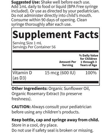 Garden of Life Baby Vitamin D3 Liquid 1.9 fl oz - Essential Immune Support & Healthy Development - Buy Online on GoSupps.com
