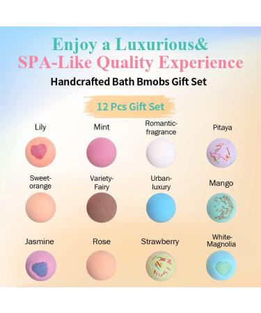 Bath Bombs Gift Set - 12 Aromatherapy Bath Bombs for Women | Relaxing and Pampering Gift for Girlfriends, Wife, Sister, Friends - Buy Online on GoSupps.com
