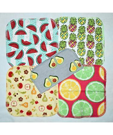 Farmers Market 1 Ply Printed Flannel Little Wipes 8x8 Inches Set of 5 - Eco-Friendly Cleaning Cloths - Buy Online on GoSupps.com