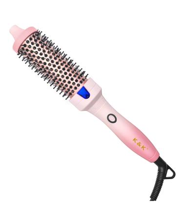 K&K 1.5 Inch Heated Curling Comb Ceramic Tourmaline Ionic Curling Iron Volumizing Brush Quick Heating Makes Hair Silky Smooth Dual Voltage Travel-Friendly Straightening Comb Round Design