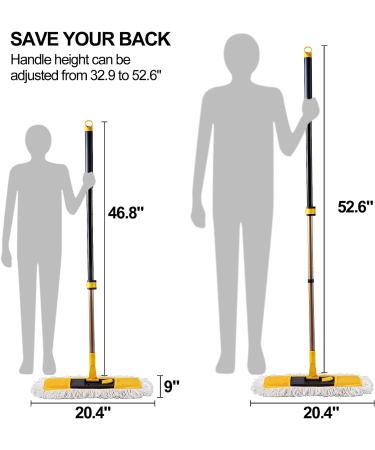 Yocada Dust Mop Microfiber 57 Inch Telescopic Floor Mop with 3 Mop Pads - Wet & Dry Cleaning for Hardwood, Tile, Laminate - Gray - Buy Online on GoSupps.com