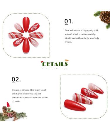 Vatocu Christmas False Nails - Short Red Press on Nails with Snowflakes, Elk, and Snowman Design - 24pcs Set for Women and Girls - Buy Online on GoSupps.com