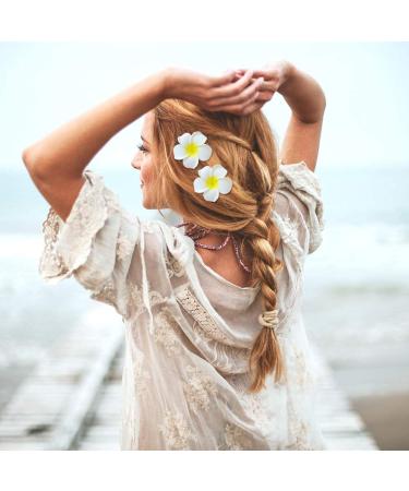 Hawaii Flowers Hair Clip Set | 10-Piece Plumeria & Hibiscus Foam Hairpins for Girls & Women | Beach Party & Wedding Decoration - Buy Online on GoSupps.com