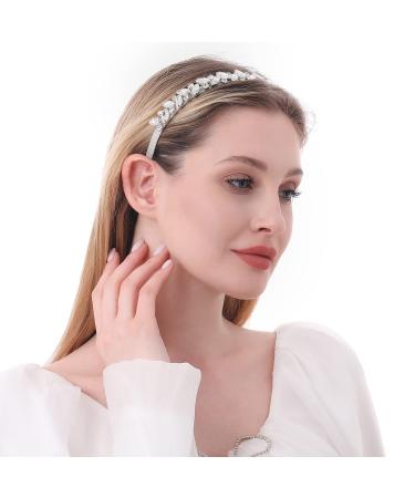 Hernoblerest White Pearl Rhinestone Crystal Headband for Women - Handcrafted Baroque Fashion Hair Accessory - Buy Online on GoSupps.com