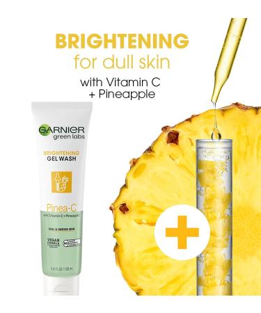 Garnier SkinActive Green Labs Brightening Gel Cleanser with Vitamin C - 4.4 oz (Pinea-C Pineapple) - for Dull, Uneven Skin - Buy Online on GoSupps.com