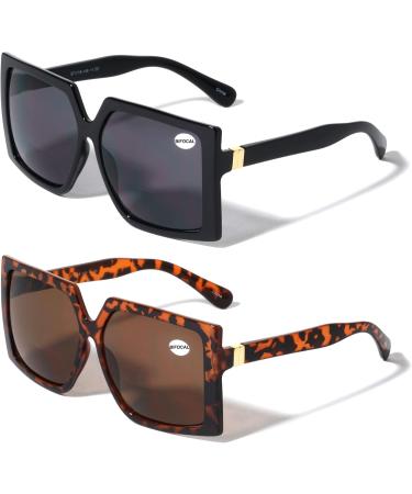 V.W.E. Bifocal Outdoor Reading Sunglasses for Women 2 Pairs (Black & Tortoise) | Oversized Style 3.0 Magnification - Buy Online on GoSupps.com