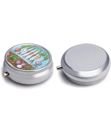 Travel Pill Box Organizer - 3 Compartment Portable Medicine Case with Vegetable Clip Art - Ideal for Handbag & Pocket - Buy Online on GoSupps.com
