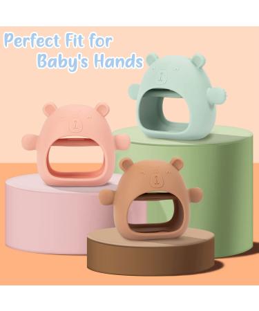 Bite Ring Baby Toys - 2 Pack Dental Aid for 0-12 Months | Glove Biting Toys Gifts for Newborns & Toddlers (Brown + Pink) - Buy Online on GoSupps.com