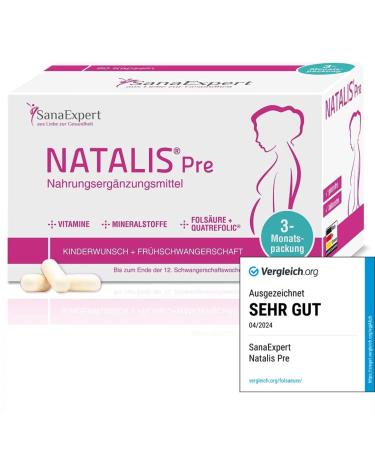SanaExpert Natalis Pre Kapseln with desire to have children & pregnancy in the 1st trimester vitamins folic acid nutrients 3 months/ 90 capsules