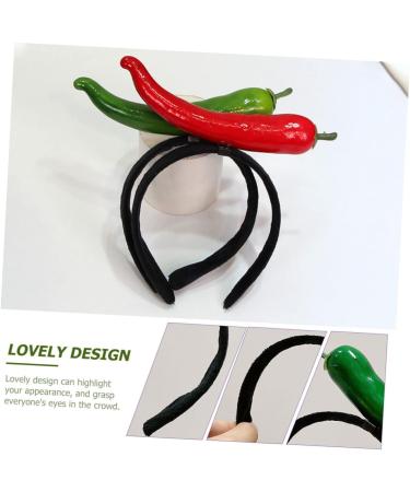 SKISUNO Chili Hair Hoop Headband Hair Accessories for Kids Chili Pepper Hat Chili Design Hair Hoop Fruit Man Elastic 1 count (Pack of 1) Green - Buy Online on GoSupps.com
