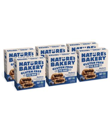 Natures Bakery Gluten Free Fig Bars, Blueberry, Real Fruit, Vegan, Non-GMO, Snack bar, 6 boxes with 6 twin packs (36 twin packs) Blueberry 6 Count (Pack of 6)