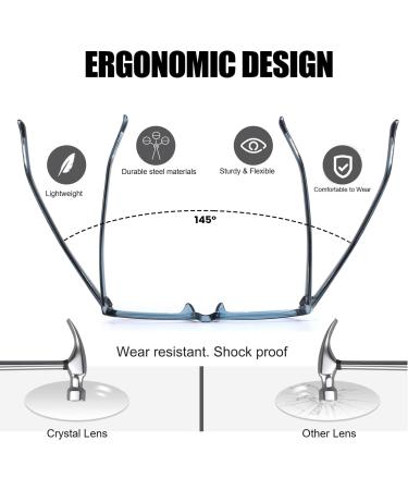 Natural Crystal Stone Reading Glasses with Blue Light Blocking & UV Protection | IF5189 Blue 1.5x - Buy Online on GoSupps.com