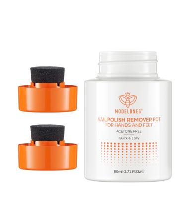 Modelones Modelones Nail Polish Remover Acetone Free and No Drying with Sponge Lid with Jojoba Oil for Removing Nail Polish (80ml)
