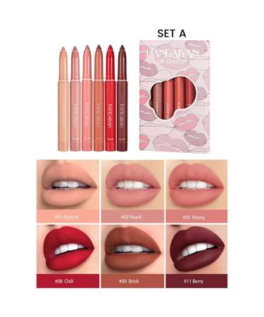 Pakivs 12 Colors Crayon Lipstick Set - Waterproof Long Lasting Velvet Lipstick Pencil | Non-Fading Matte Lipstick Pen with Lip Liner - Set A + B - Buy Online on GoSupps.com
