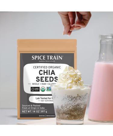 Organic Chia Seeds with Omega-3 (397g/14oz) - USDA Organic, Raw & Rich in Fibers | Ideal for Smoothies - Spice Train - Buy Online on GoSupps.com