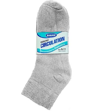 3 Pairs Diabetic Ankle Circulatory Socks Men's Health Support Grey Size 9-11 - Buy Online on GoSupps.com
