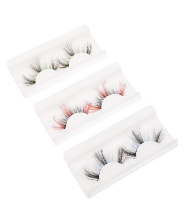 FRCOLOR 3 Pairs False Eyelashes False Lashes Colored Lashes Fake Lashes for Party Colored Eyelashes Fake Eyelashes Colored Fake Lashes False Eyelash for Women Cosplay Imitation Set