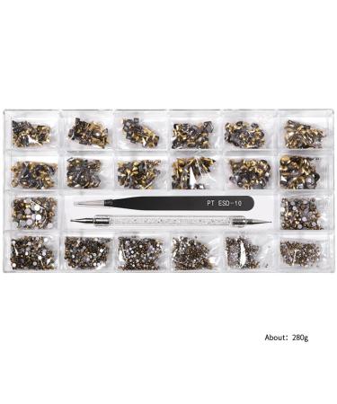Yzzseven 12 Types 600 Diamonds +2500 Flat Rhinestones Mix 20 Styles Rhinestone Crystals Set for Nail Art DIY (Mined Gold) - Buy Online on GoSupps.com