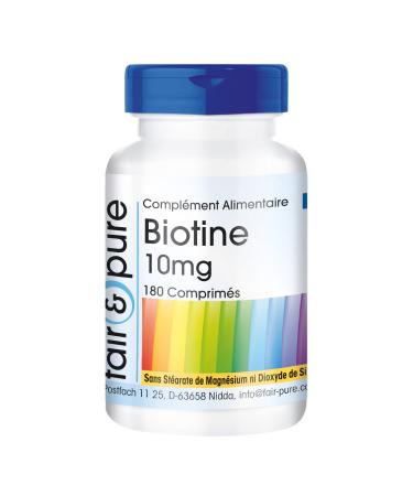 Fair & Pure - Biotin 10mg - Highly dosed - with 10000 mcg of Biotin per daily dose - Vegan - 180 tablets