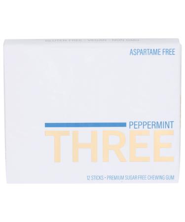 The PUR Company Peppermint Three Sugar Free Gum 12 Sticks