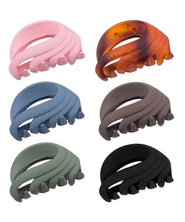 Large Hair Claw Clips for Thick Hair 3.25 Inch Hair Clips for Women Girls Kids Strong Matte Flower Clips Jaw Clip for Fine Hair/Thick Hair Non Slip Hair Clamps with Gift Box (6 Packs) (Multi-color)