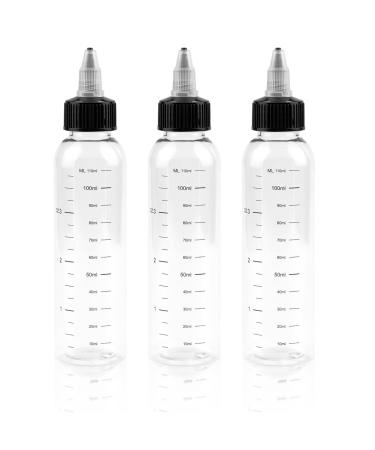 YSFVNP 3 PCS Hair Oil Applicator Bottle Squeeze Oil Applicator Bottle 110ml Hair Dye Nozzle Bottle with Scale Ratio Measurement Profssional Applicator Hairdressing Coloring Styling Tool