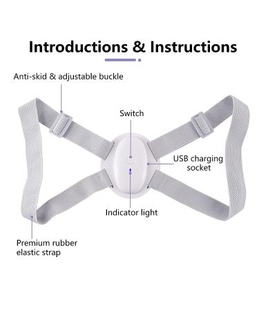 Smart Posture Corrector Upper Back Brace with Vibration Reminder | Posture Trainer for Women/Men/Kids | Prevent Humpback & Improve Posture | Gray - Buy Online on GoSupps.com